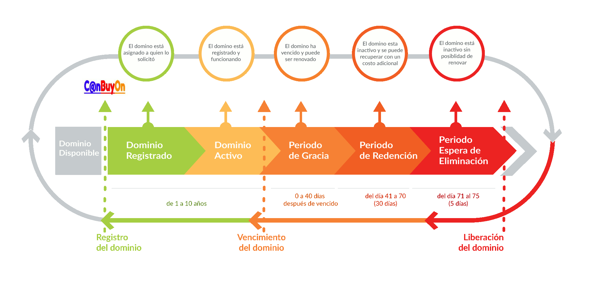 ciclos registro y cancelación de dominios